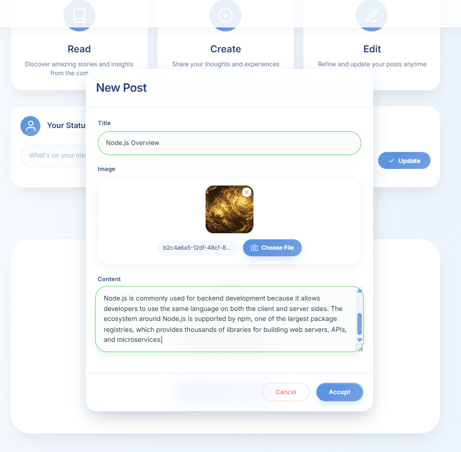 Landing page with platform overview