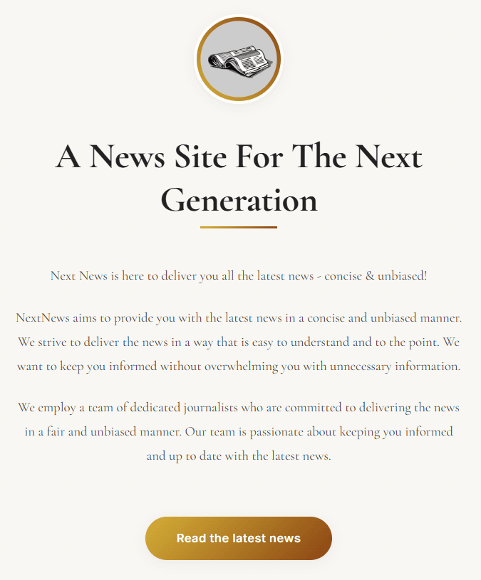 NextNews Landing Page