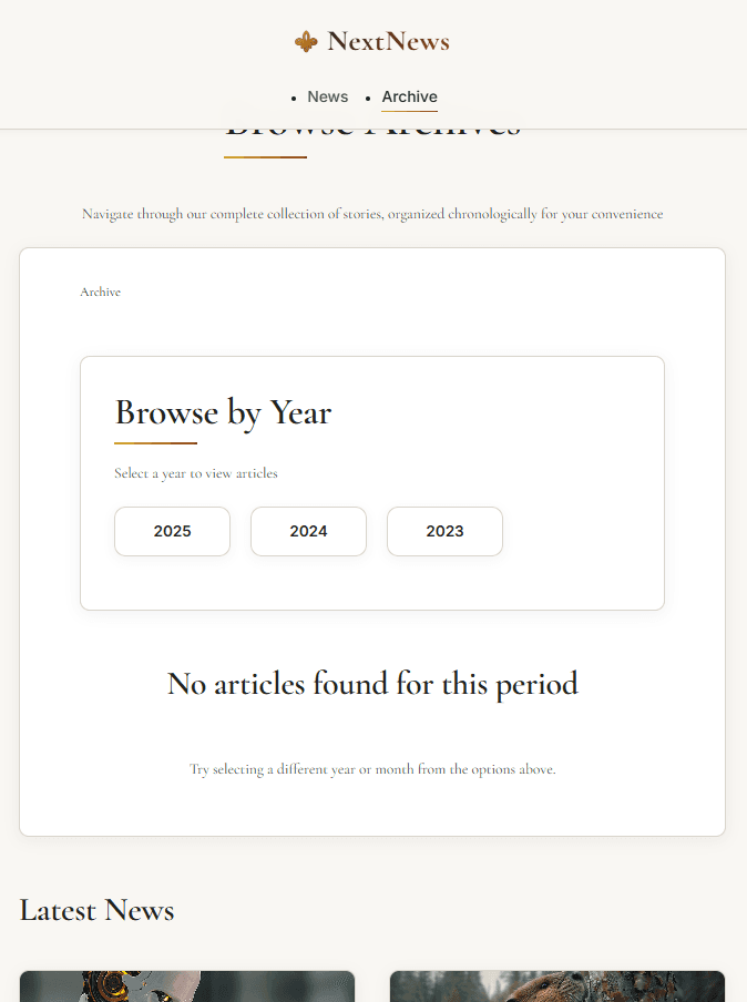 Year/Month Archive Navigation