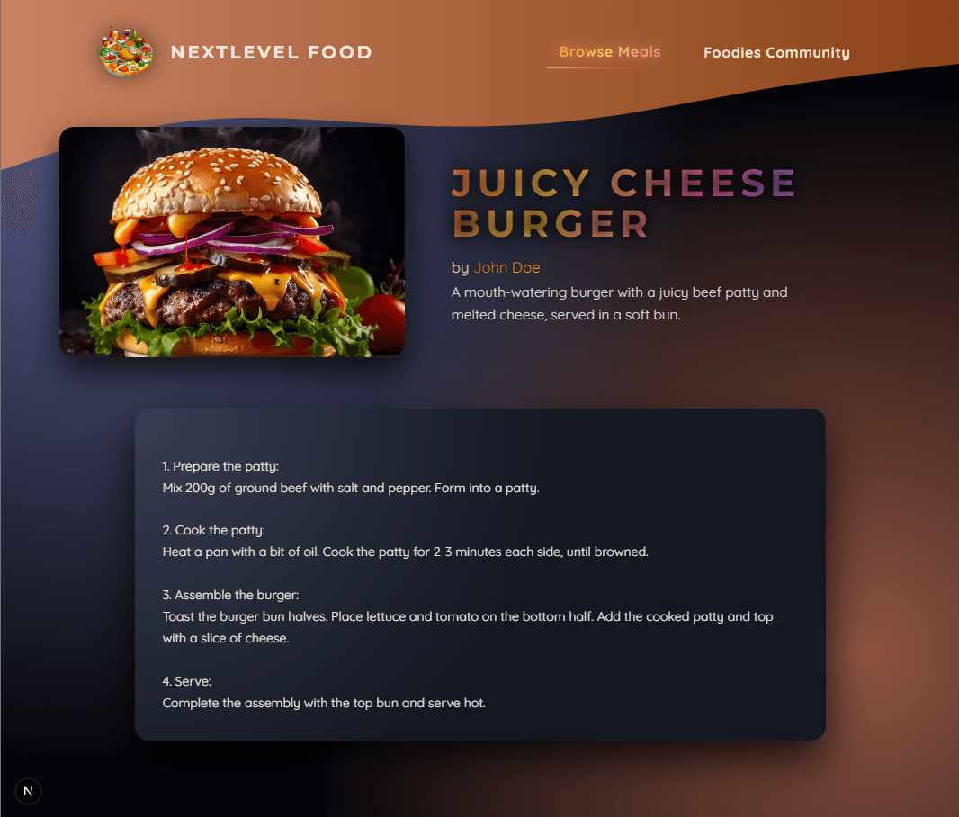 Detailed view of a specific recipe