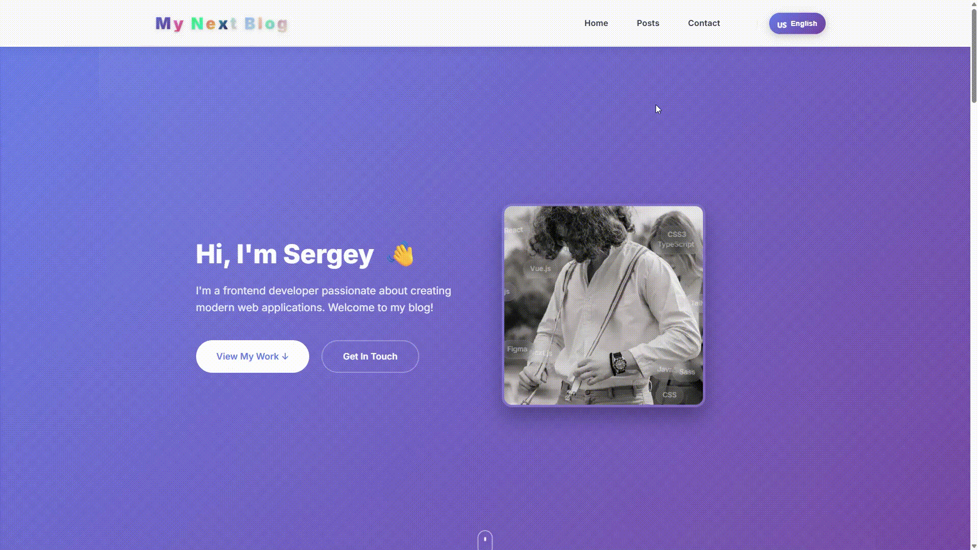 Homepage with hero section and interactive navigation