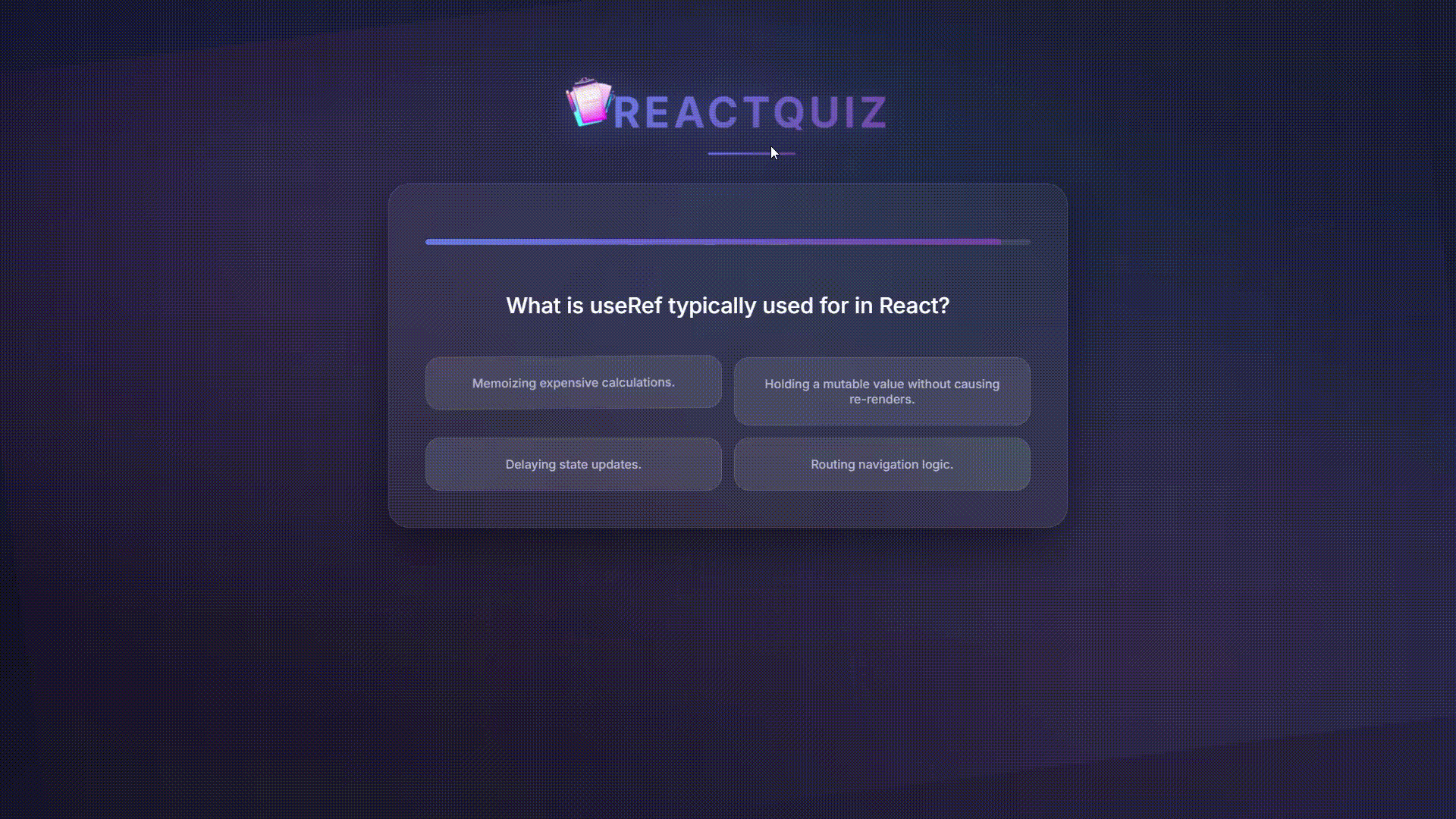 ReactQuiz Application Demo